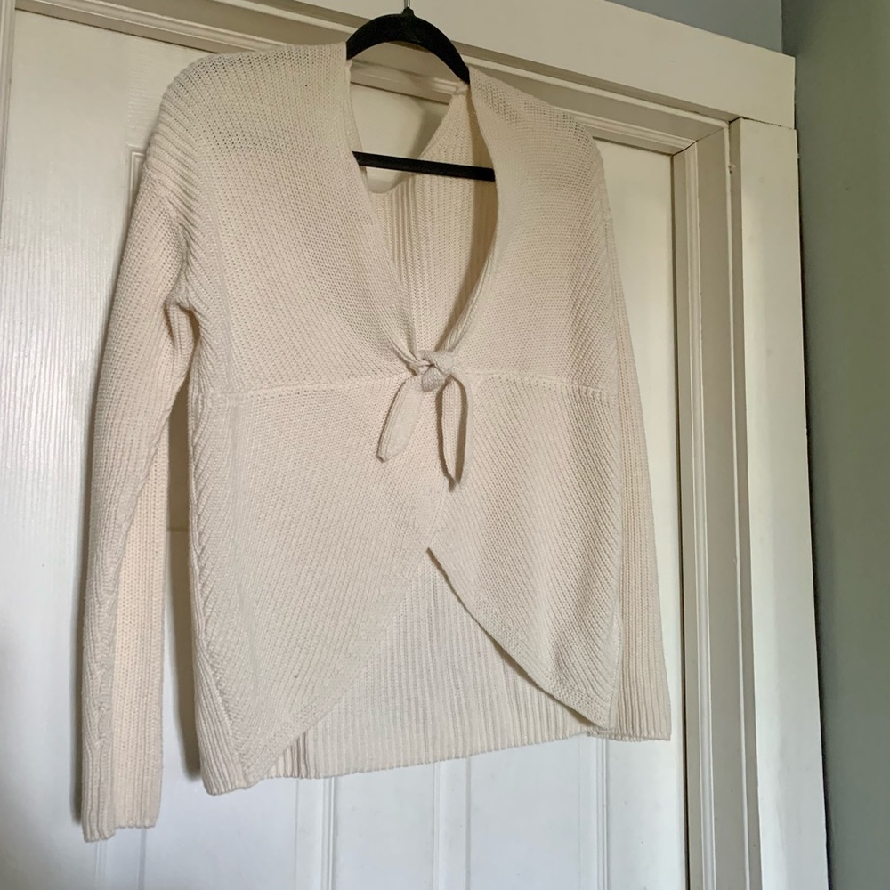 NWT LOFT Cream Sweater with Twist-Tie Back